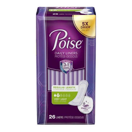Pantiliner Bladder Control Pad Poise® 7-1/2 Inch Length Light Absorbency Absorb-Loc® Core One Size Fits Most Adult Female Disposable (26/PK 8PK/CS) by Kimberly-Clark Professional/Consumer  ID 19305